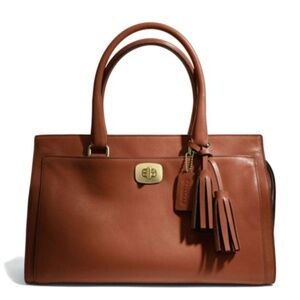 COACH Legacy Leather Chelsea Carryall Satchel Brass/Cognac 25359